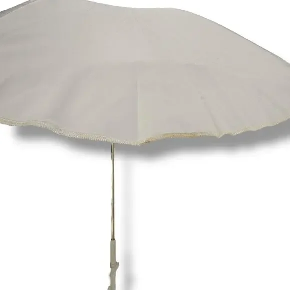 Vtg Saks Fifth Avenue Parasol Umbrella Red Rose Embroidered NOS Pinup Glam Photo